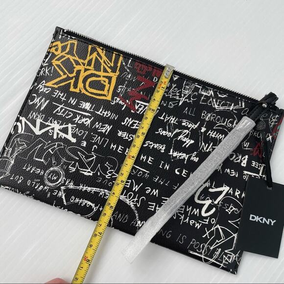 NWT DKNY wristlet graffiti pattern black with street style graffiti art - Picture 7 of 8